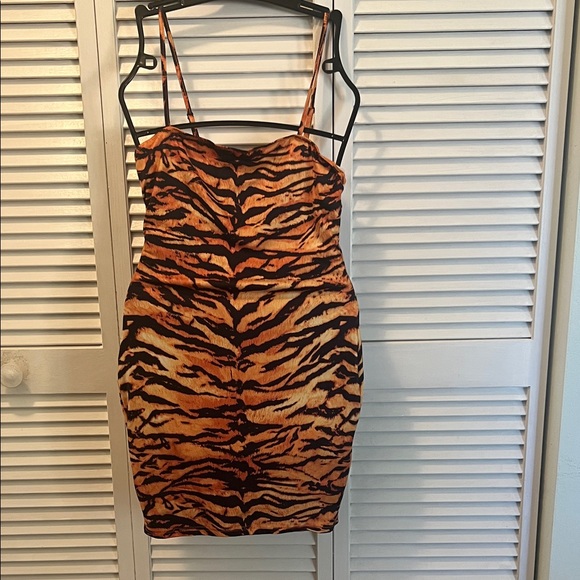SHEIN Dresses & Skirts - #098**Sexy Orange & Black Tiger Print Mini Dress